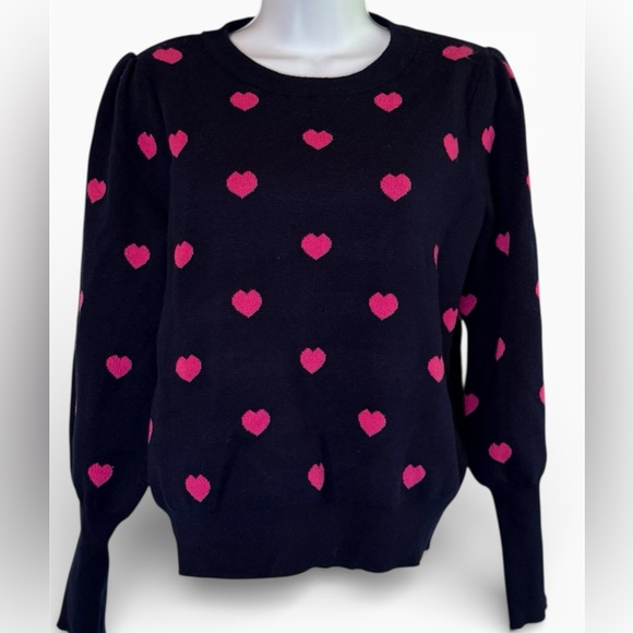Nanette Lepore Sweaters - Nanette Lepore Navy Sweater with Pink Hearts